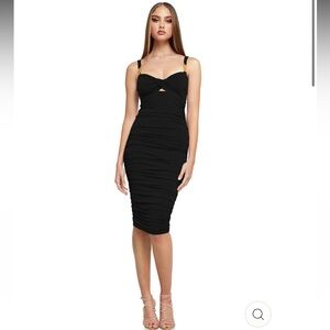 Nookie Black Ruched Halter Bodycon Midi Dress